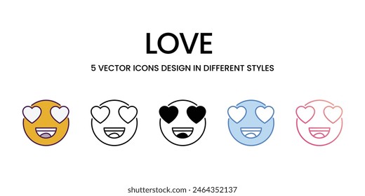 Iconos de amor de Vector de estilo diferente ilustración de stock