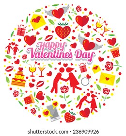 Love Icons Objects and Valentine's Text