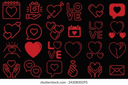 Love icons. Red Love Icons. Valentine's Day. Valentine's Day icons. Love vector icon