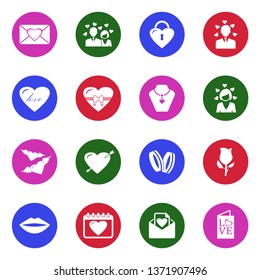 Love Icons. Set 2. White Flat Design In Circle. Vector Illustration.