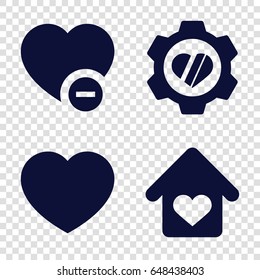 Love icons set. set of 4 love filled icons such as heart in gear, minus favorite, heart