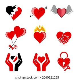 Love icons. set editable filled love icons such , family, heart with arrow, couple, heart search