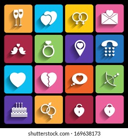 love icons set in flat style