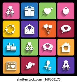 love icons set in flat style