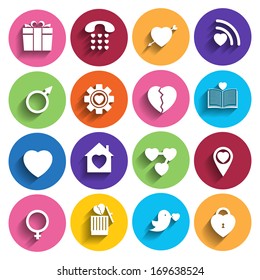 love icons set in flat style