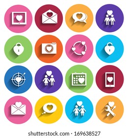 love icons set in flat style
