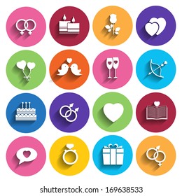 love icons set in flat style