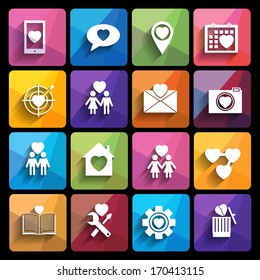 love icons set in flat style