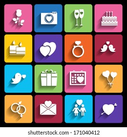 love icons set in flat style