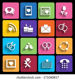love icons set in flat style