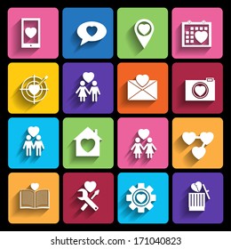 love icons set in flat style