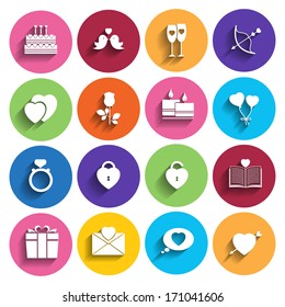 love icons set in flat style