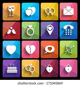 love icons set in flat style