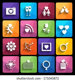 love icons set in flat style