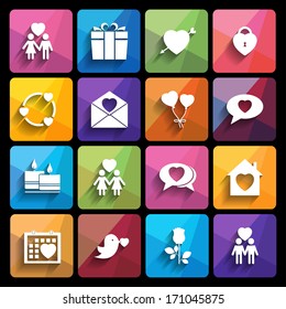 love icons set in flat style