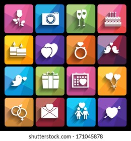 love icons set in flat style