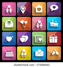 love icons set in flat style