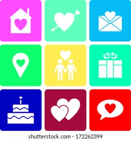 love icons set in flat style 