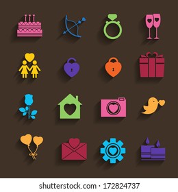 love icons set in flat style