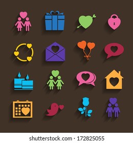 love icons set in flat style