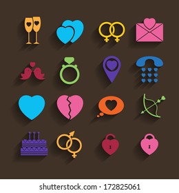 love icons set in flat style