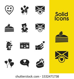 Love icons set with love message, balloons and dating website elements. Set of love icons and inbox concept. Editable vector elements for logo app UI design.