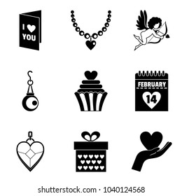Love icons set. Simple set of 9 love vector icons for web isolated on white background