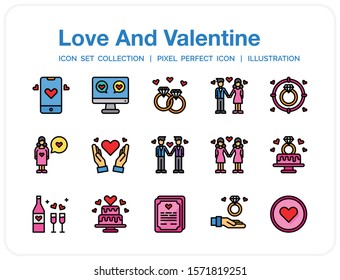 Love Icons Set. UI Pixel Perfect Well-crafted Vector Thin Line Icons. The illustrations are a vector.