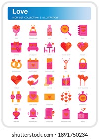 Love  Icons Set. UI Pixel Perfect Well-crafted Vector Thin Line Icons. The illustrations are a vector.