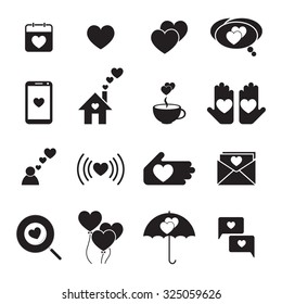 love icons set for valentine day and wedding vector design