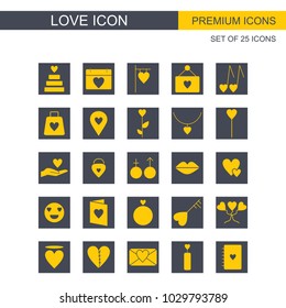 Love icons set vector 
