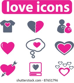 love icons, signs, vector illustrations set