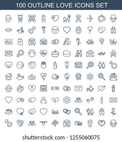 love icons. Trendy 100 love icons. Contain icons such as hand with heart, heart, bulb heart, bandage, family, bouquet, panties with heart, tag. love icon for web and mobile.