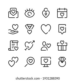 Love icons. Vector line icons. Simple outline symbols set