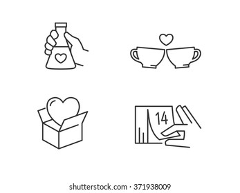 Love icons.Love potion, coffee cups, valentines day gift