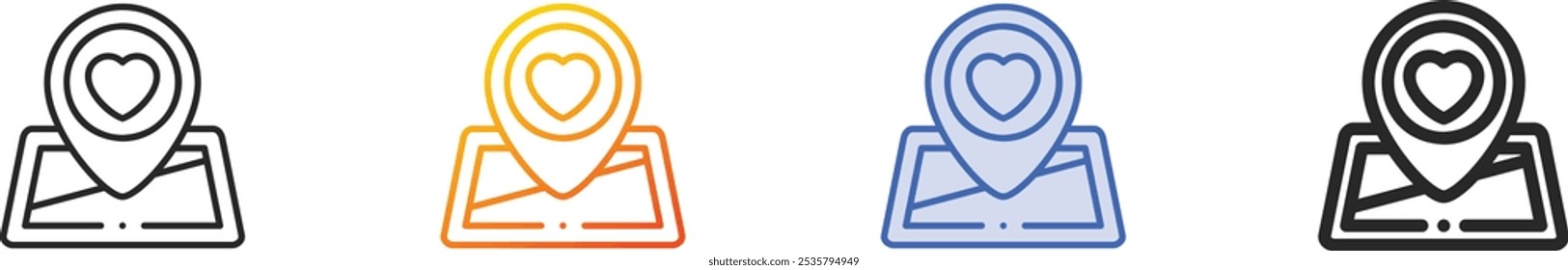 love icon.Thin Linear, Gradient, Blue Stroke and bold Style Design Isolated On White Background
