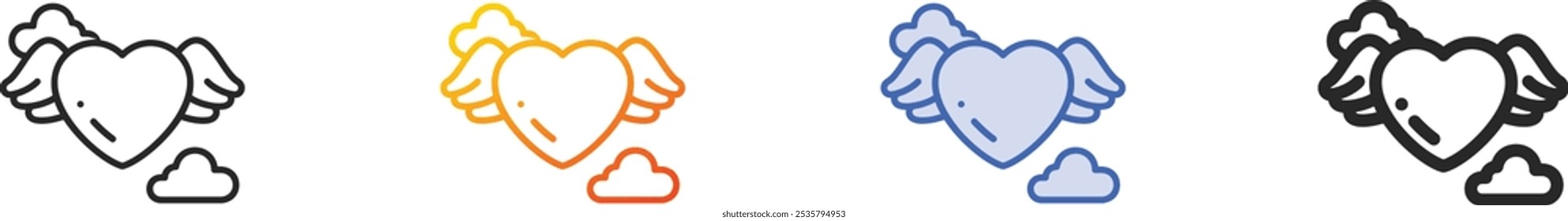 love icon.Thin Linear, Gradient, Blue Stroke and bold Style Design Isolated On White Background