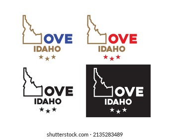 Love Idaho with idaho state map as L shape and hand writing word in blue and black line  can be use for coffee mug printing  souvenir product advertisement product website template vector eps.