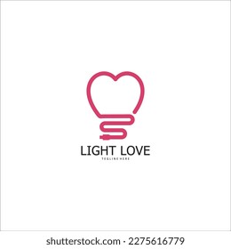 love idea with Bulb lamp and heart logo and business card design vector.