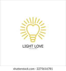 love idea with Bulb lamp and heart logo and business card design vector.