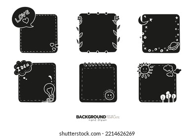 Amor, idea, naturaleza y espacio de fondo dibujado a mano estilo sólido diseño vectorial de caracteres