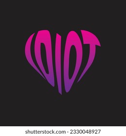 Logotipo simple y diseño de iluminación vectorial de fondo de Love Idiot