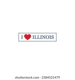 I Love Illinois Letter Vector Template