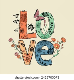 Love Illustration Design. Fashion, hippie and more