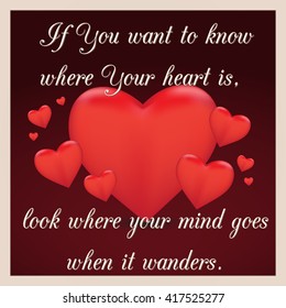 Love illustration design with heart and quotation. Vector art.