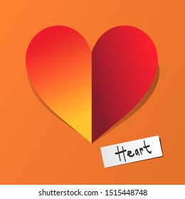 love illustration, illustration of orange heart icon with heart writing.