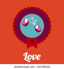 love illustration over color background