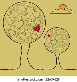 Love illustration of two trees that mean people