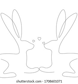 Love image hearts bunny, vector illustration