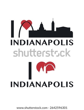 I love Indiana vector art, badge, tag, icon, logo concept. USA, Indianapolis state city landmarks and heart isolated image layout for print, image, card